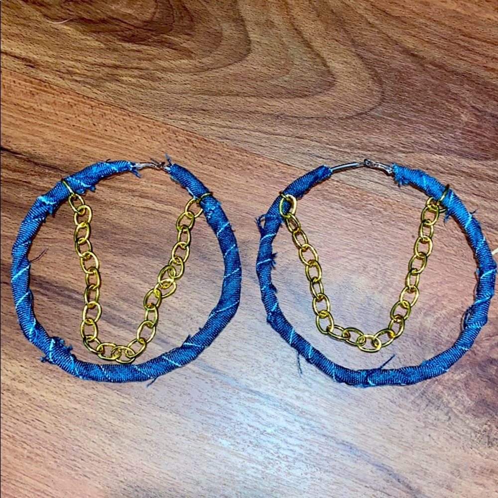 Homemade jean earrings